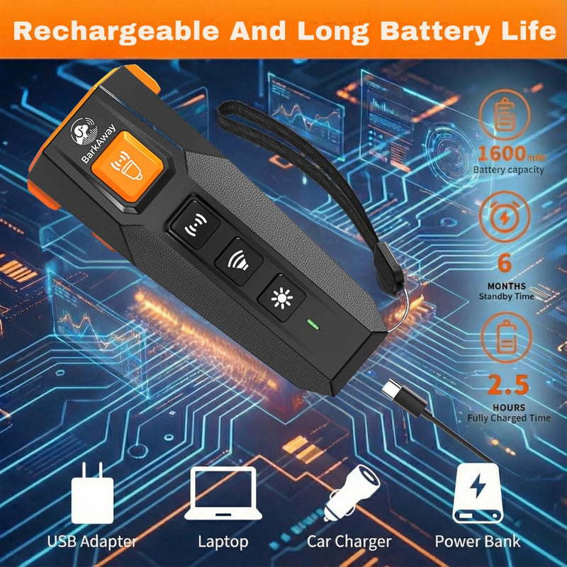 Ultrasonic Dog Bark Deterrent Device - 4 Training Modes, Rechargeable with LED Flashlight, Stop Neighbor's Dog Barking, Humane Long Range Anti-Bark Tool Indoor/Outdoor - PawsPlanet Australia