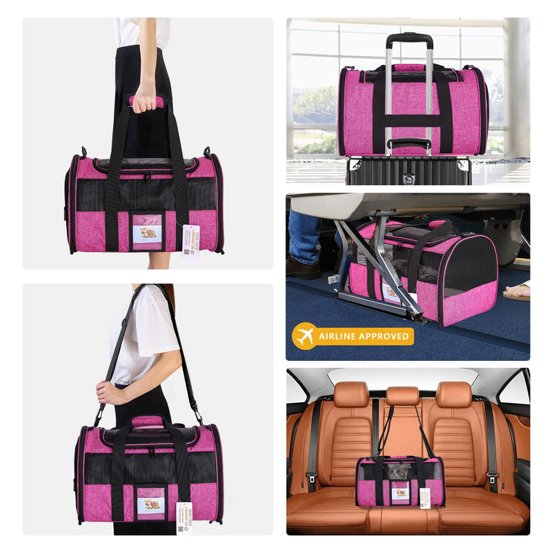 Cat Carrier for Cats Small Dogs, Kitten,Puppy Pet Carrier for Small Medium Cats Under 15lb, Collapsible Soft Sided TSA Approved Travel Carrier, Red - PawsPlanet Australia