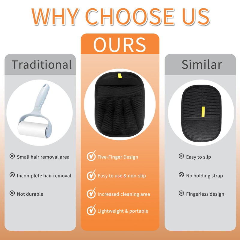 2 PCS Pet Hair Remover Glove Reusable cat and Dog Hair Remover Static dehairing Gloves for Sofas, Furniture, Carpets, car Seats, pet Grooming cat and Dog dehairing Tools - PawsPlanet Australia