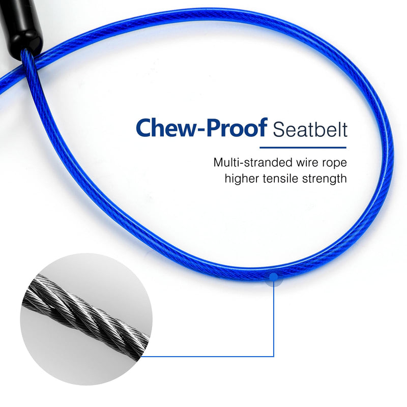 Pawaboo DogSeatbelt, Chew-Proof Leash Extender, Coated Steel Rope Restraint Car Safety Seat Belt Clip Strap, 360° Rotation Hook Heavy Duty Carabiner Steel Cable, 26 Inch, 2 Pack, Black + Blue - PawsPlanet Australia