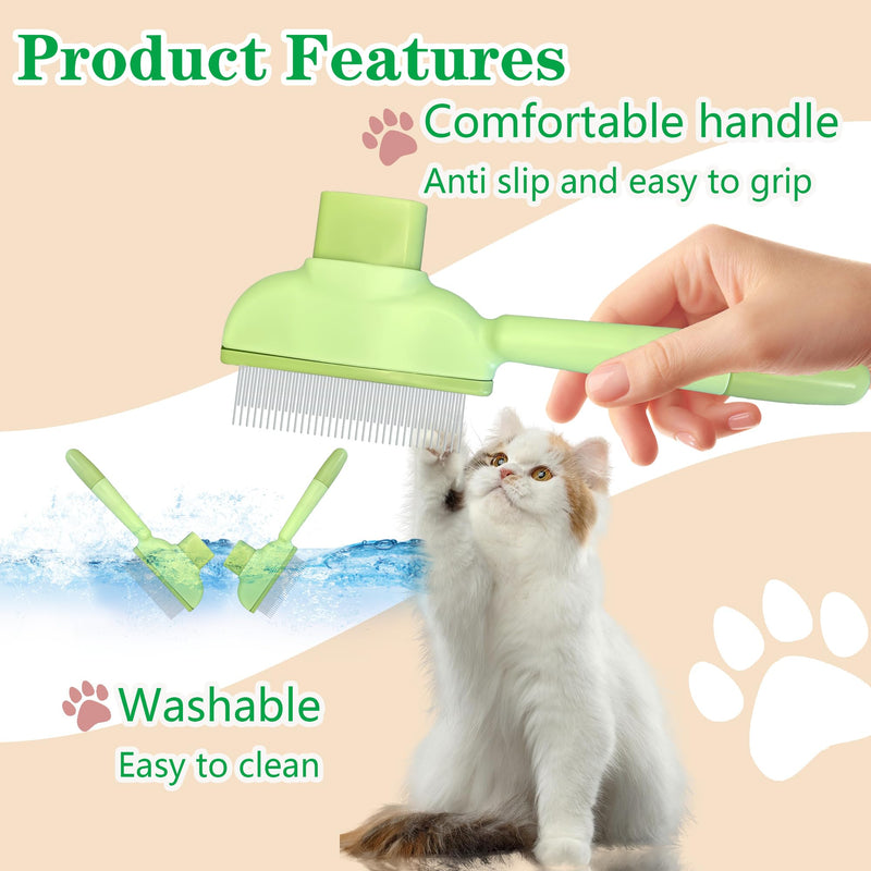 Flea Comb for Dogs and Cats with Release Button Fine Tooth Dog Comb for Grooming Massaging and Cleaning Remove Fleas Eggs Pet Hair Removal for Short and Long Hair 2 Pack Green 2PCS - PawsPlanet Australia