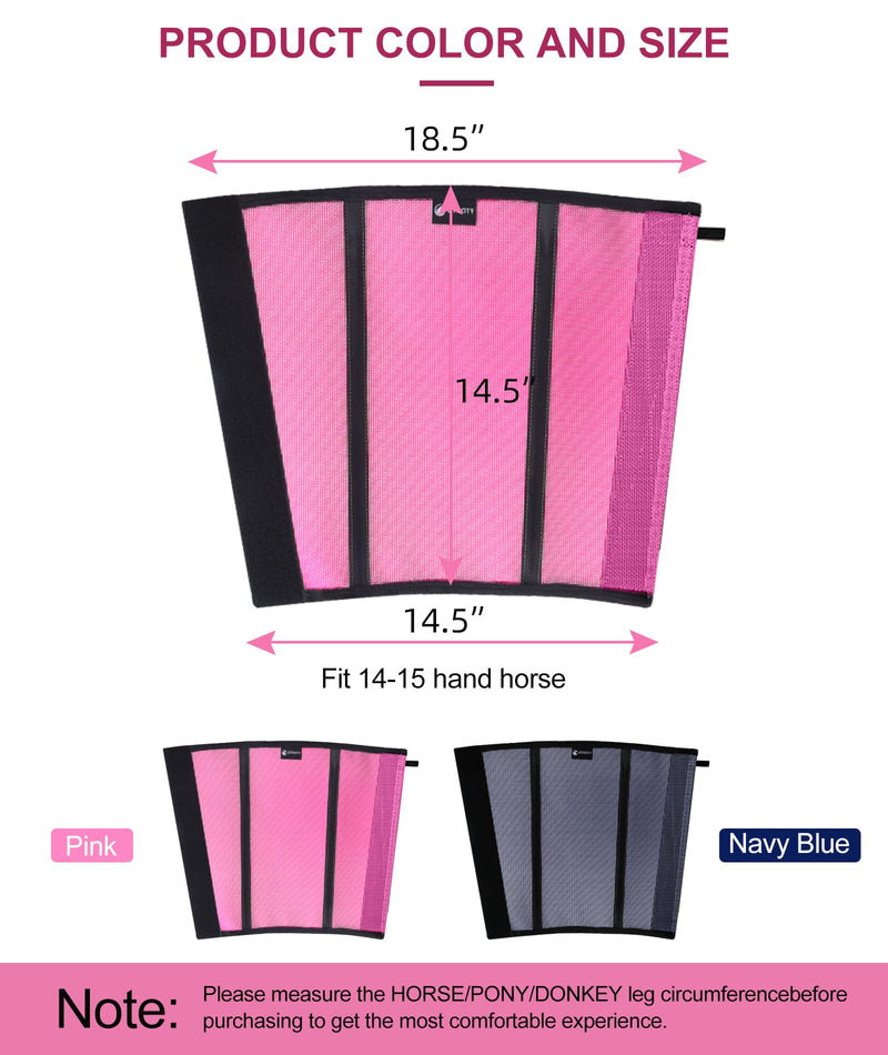 Horse Fly Boots Set of 4 - Upgrade Mesh Horse Leggins with Leather Frame, Leg Fly Protection (Medium, Pink) medium for 14-15 hand horse - PawsPlanet Australia