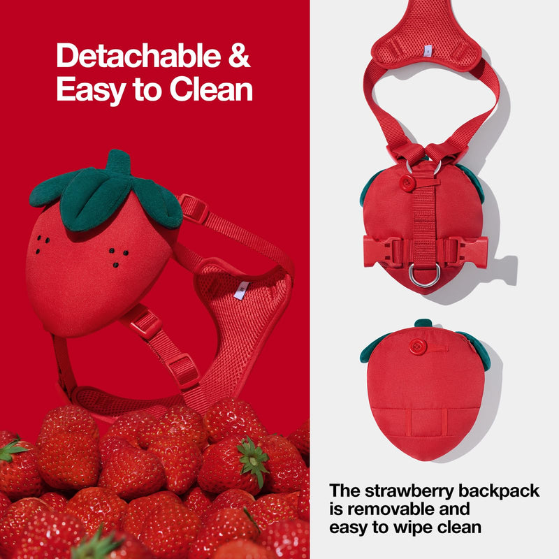 VETRESKA Strawberry Dog Harness and Leash Set, No Pull Dog Vest Harness for Medium Large Dogs, Walking and Training, Adjustable, Easy Control and Soft Padded Pet Harness and Backpack (L) L(Chest:27.6" - 35.4") - PawsPlanet Australia