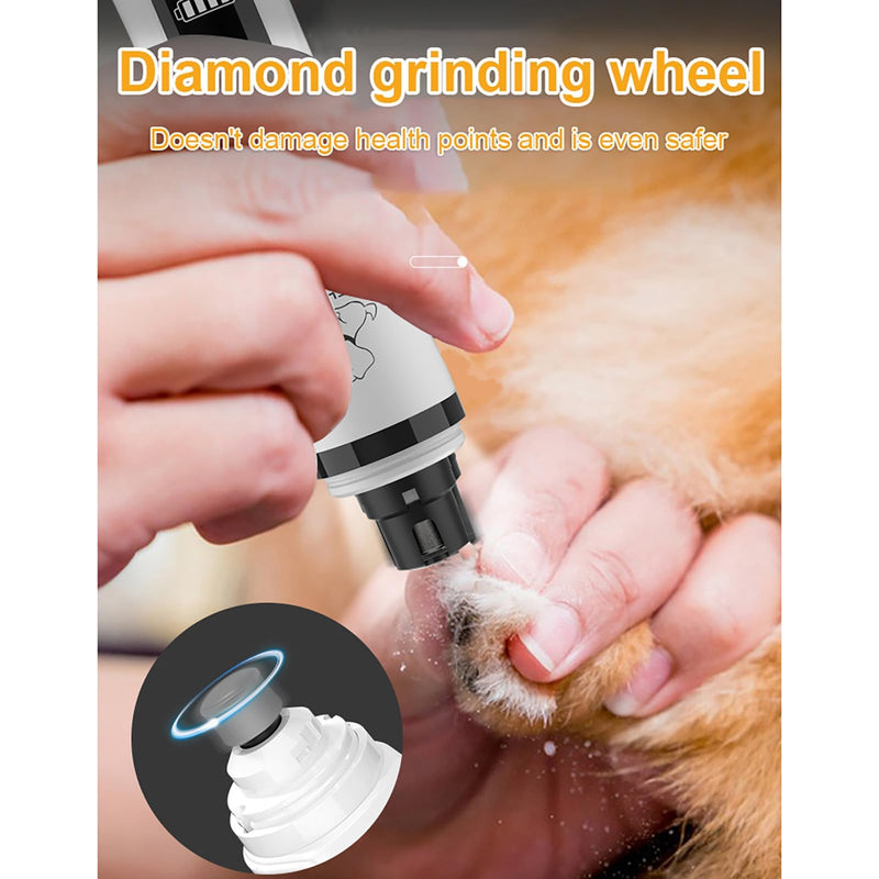 Silent Groom Pro for Dogs, 3 Speed Dog Nail Grinders, Silent Groom Pro Dog Nails with Led Lights, Rechargeable USB Charging Pet Nail Grinder, with Replacement Grinding Heads for Dogs, Cat White-A