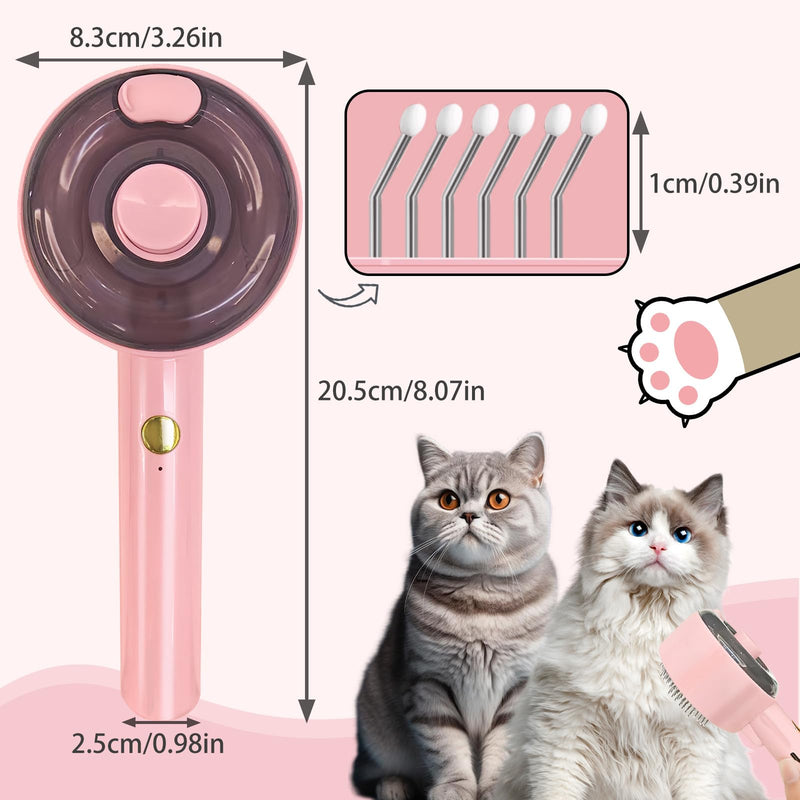 Cat Steam Brush For Shedding, Steamy Dog Grooming Brush With 2-Speed Spray, Blue Light And Release Button, Rechargeable Water Pet Hair Brushes Wet Self Cleaning Cat Spa Brush Cat Comb (Pink) Pink - PawsPlanet Australia