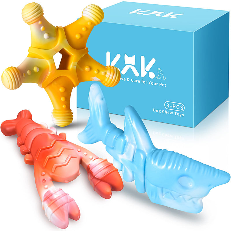 Dog Toys 3 Pack, Indestructible Dog Toys for Aggressive Chewers, Tough Dog Chew Toys for Large Medium Breed, Dog Bones Chew Toys for Super Chewer - PawsPlanet Australia