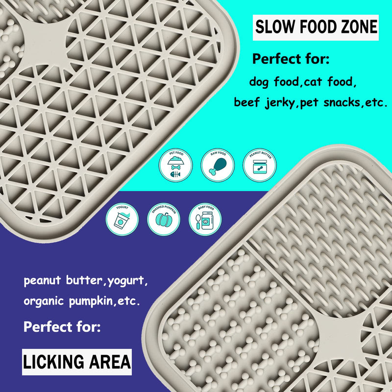 Lick Mat for Dogs, Dog Lick Mat with Suction Cups for Anxiety, Peanut Butter Dog Licking Mat Slow Feeder Dispensing Treater Lick Pad for Dogs Cats Grooming Bathing and Training (Grey) Small Grey