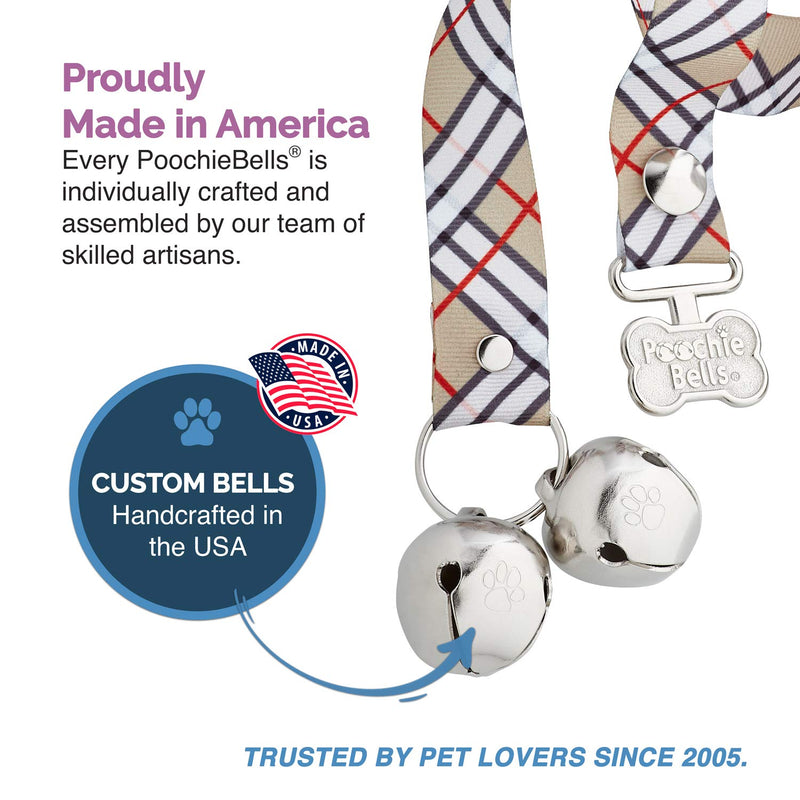 PoochieBells Handcrafted Dog Doorbell for Potty Training – Easy & Quick, Doggie-Safe USA-Made Dog Door Bell with Perfect Sound, Dog Trainer-Recommended for Over 20 Years, London Plaid - PawsPlanet Australia