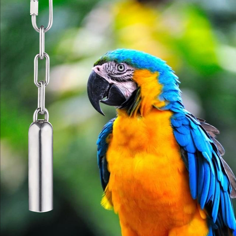 LWINGFLYER Stainless Steel Bird Bell Toy for Large Parrots – Hanging Bird Cage Toy with Quick-Link Clip, Durable & Easy-Clean Parrot Toys for Macaws, Cockatoos, African Greys - PawsPlanet Australia