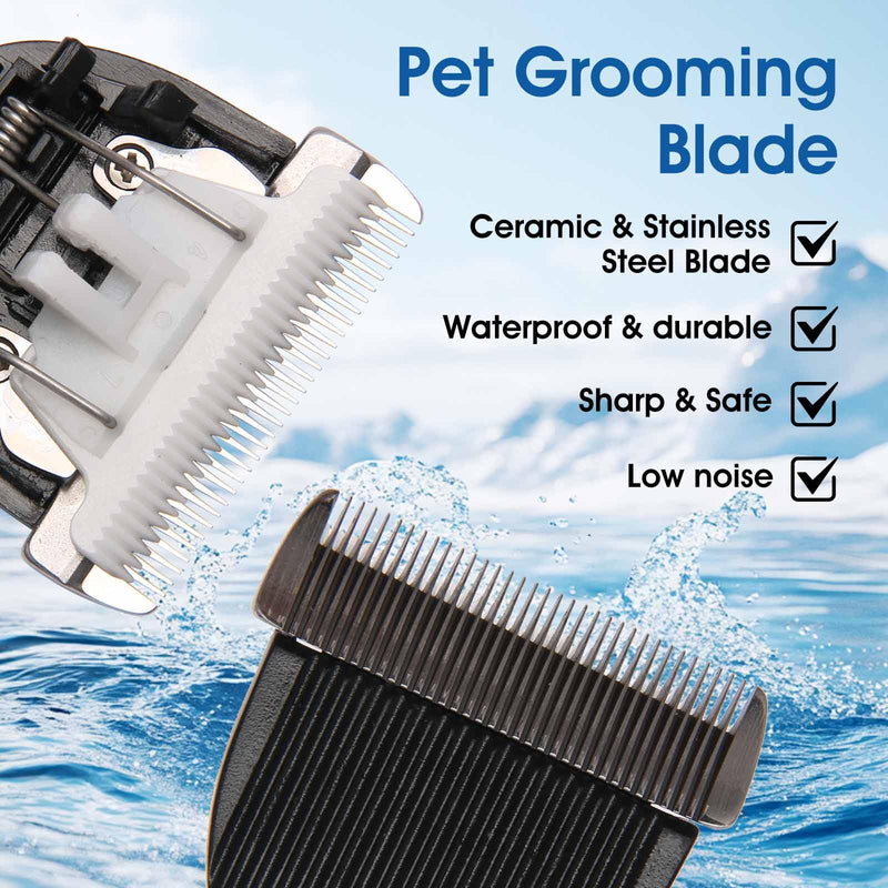 2 Pack Dog Grooming Replacement Blade Compatible with Oneisall Low Noise Dog Clippers, Dog Hair Vacuum Clipper Made of Ceramic Blade & Stainless Steel Blade Size9.5mm 9.5mm-2P