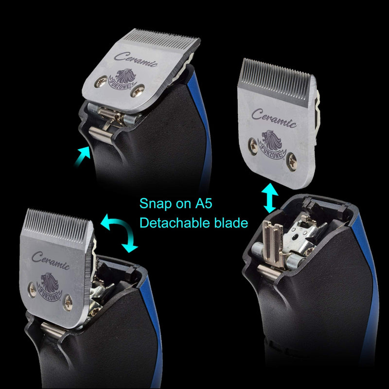 Furzone Detachable Ceramic Blade - Size 5F Blade 1/4", Made of High-Tech Ceramic Materials, Compatible with Most Andis, Oster, Wahl A5 Clippers - PawsPlanet Australia