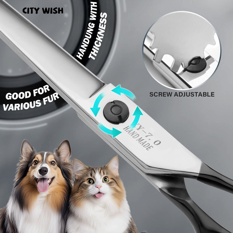 Dog Grooming Scissors,Curved Thinning Scissers and Chunker Shears for Dog Grooming with Safety Round Tips, Sharp and Comfortable 5 in 1 Deg Scissors for Grooming - PawsPlanet Australia