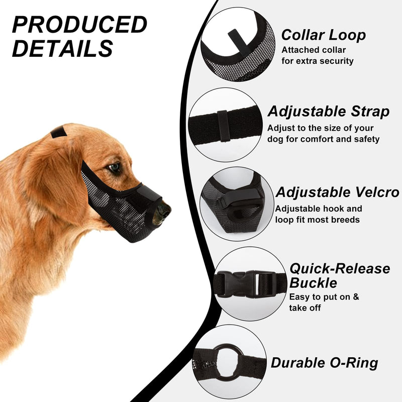 Dog Muzzle for Small Medium Large Dogs, Air Mesh Breathable and Drinkable Pet Mouth Guard for Anti-Biting Chewing Scavenging (Black,L) - PawsPlanet Australia