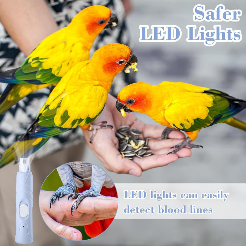 Electric Nail Grinder with LED Light for Birds & Small Animals | 3-in-1 Nail Care Kit with Nail File & Clipper | Safe and Quiet Grooming Tool for Hamsters, Rabbits, and Other Small Pets - PawsPlanet Australia