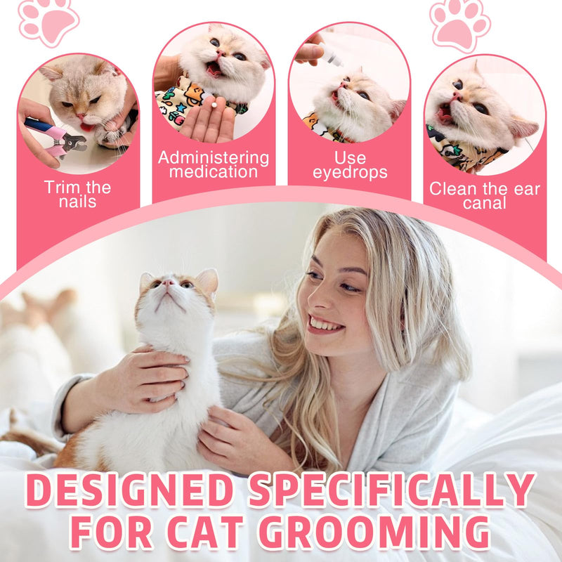 3 Pcs Cat Grooming Wrap, Self Adhesive Calm and Cozy Cat Wrap for Cutting Nails (21in-13in) - PawsPlanet Australia