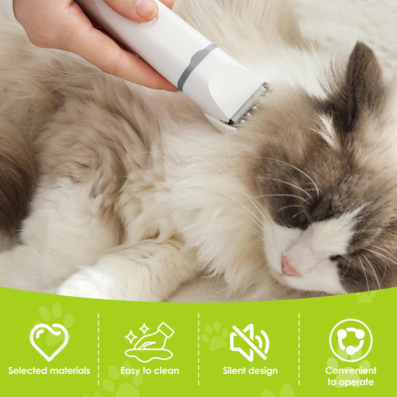 Dog Clippers, Cordless 2-Speed Dog Grooming Clippers Dogs Hair Nails Clipper Kit, 4 in 1 Low Noise USB Pet Paw Hair Trimmer Shaver Set for Dogs Cats Paws, Eyes, Ears, Face