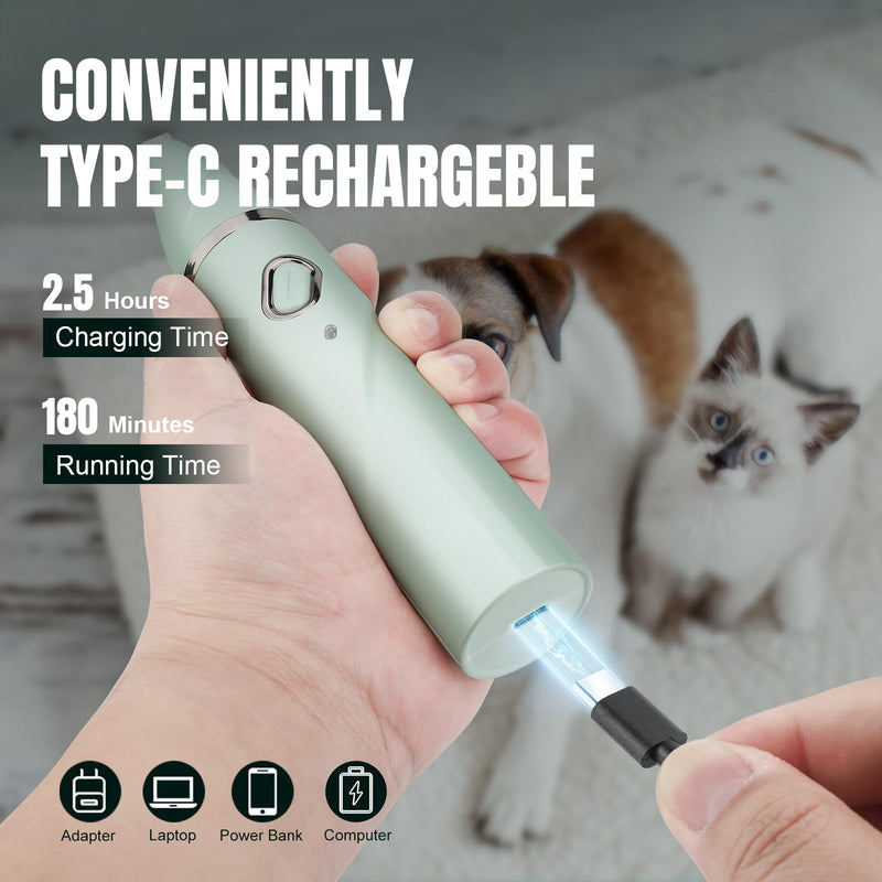 Lanumi 4 in 1 Dog Pet Clipper Trimmer Set Rechargeable Paw Trimmer Low Noise Nail Grinder Dog Cat Shaver for Grooming Paws, Face,Matted Hair
