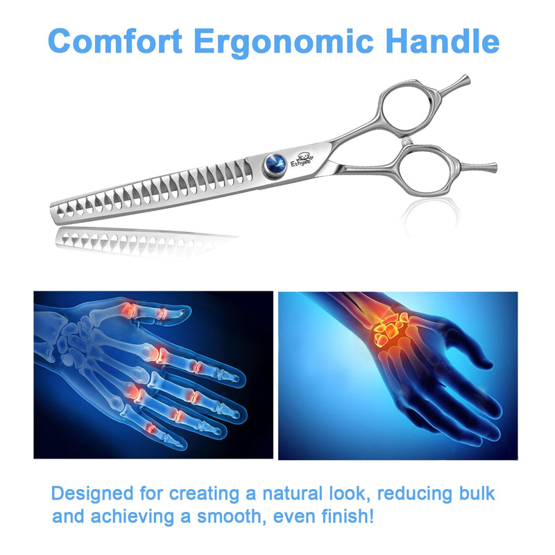 7" 21-Teeth Chunkers Dog Grooming Scissors, Professional Texturizing Blending Thinning Shears Pets Hair Trimming Kit with Premium Steel & Ergonomic Handle for Comfortable Grooming Chunker - PawsPlanet Australia