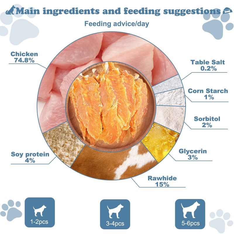 Chicken Jerky with Twist Rawhide Sticks for Dogs, 32 oz - High Protein Real Chicken Breast Dog Chews - Long Lasting Dental Care Treats for Puppies, Small and Medium Breeds, 4-4.5 Inch Chicken Jerky with Twist Rawhide Sticks 2 Pound (Pack of 1)