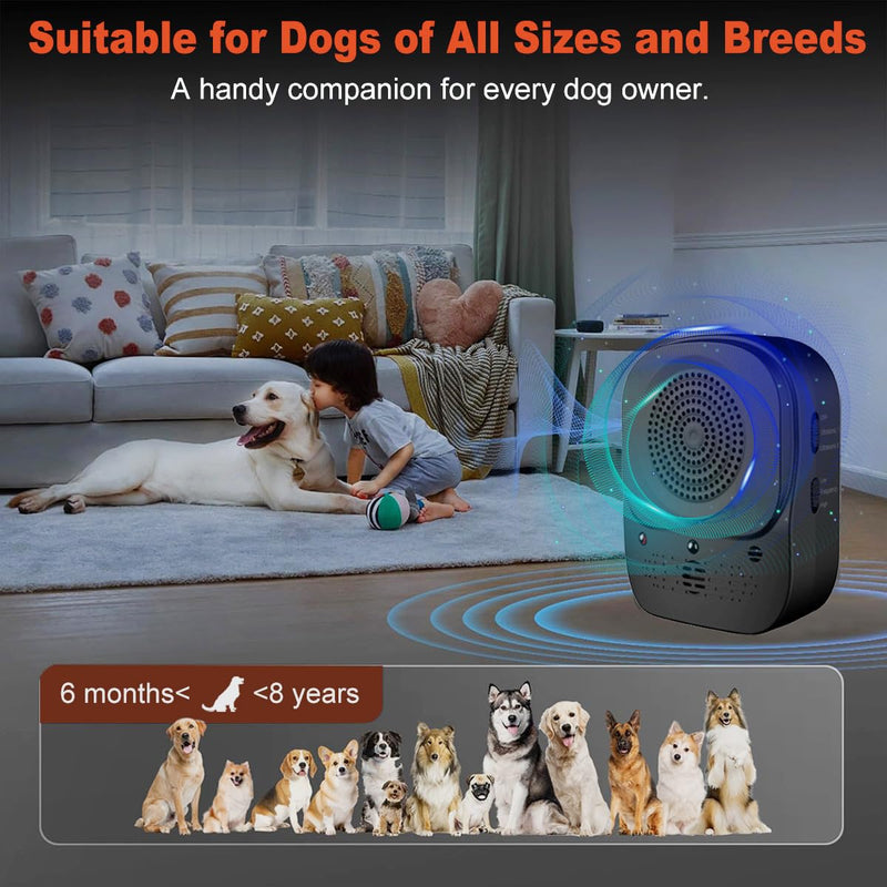 Zigzagmars Anti Barking Device, 4 Modes Ultrasonic Dog Bark Control Box, Rechargeable Bark Deterrent for Dogs, Waterproof Indoor & Outdoor Use for Effective Dog Training & Behavior Correction