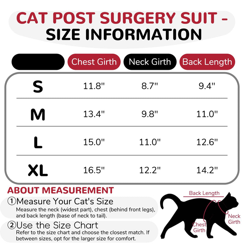 Cat Bodysuit After Surgery Size S, Cat Bodysuit Cotton, Cat Clothing for Cats, Body Cat After Surgery Castration, Soft Surgical Protective Suit, Breathable E-Collar Alternative for Recovery red