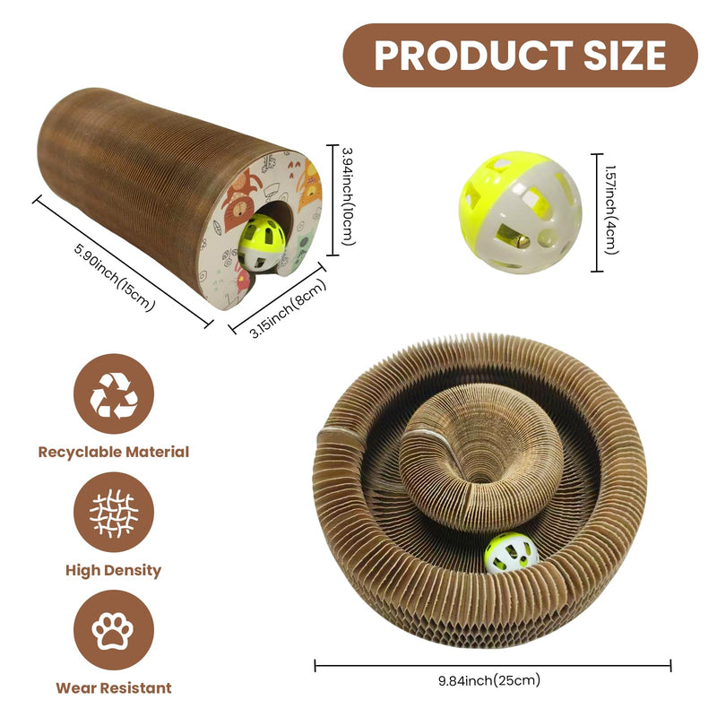 Corrugated Paper Cat Scratcher Track with Rolling Ball - Scratch-Resistant, Interactive, Pet-Safe for Feline Play & Claw Care Animal Print - PawsPlanet Australia