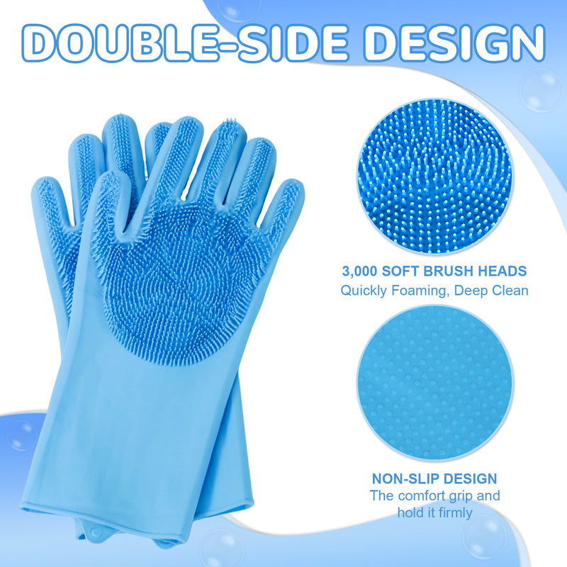 WJWJA-Pet Grooming Gloves - Dog Bath Gloves - Reinforced 5 Finger Design - Perfect for Cat Bath Gloves - Massage - Hair Removal Tool blue - PawsPlanet Australia
