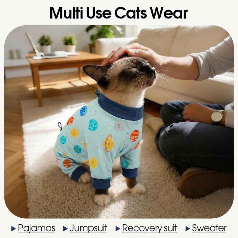 DENTRUN Cat Clothes for Hair Control with Hair Sticky Fabric - Soft Recovery Suit & Breathable Lint-Resistant Cat Sweater for Cats Only, Kitten Onesie Pajamas, XXL, Deep Blue XX-Large DeepBlue - PawsPlanet Australia