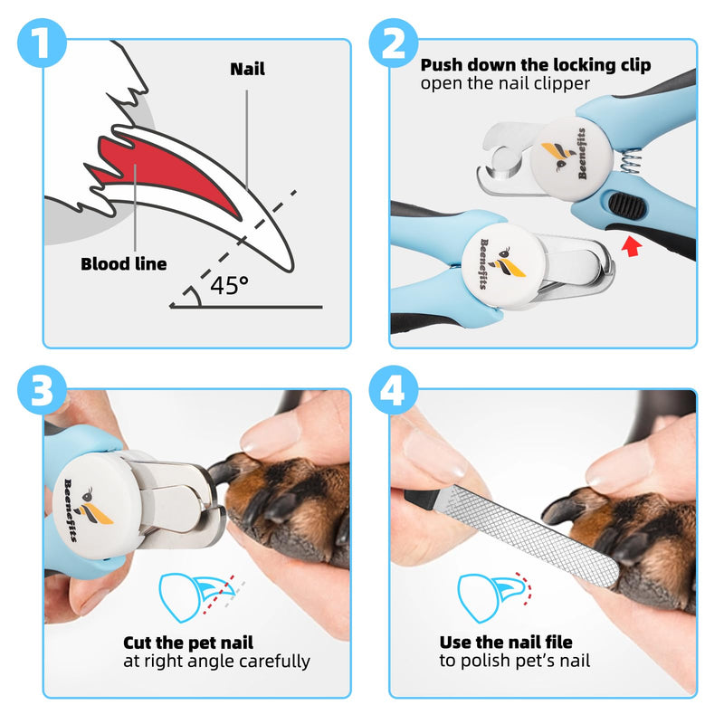 Large Dog Nail clippers with Sharp Stainless Steel Blade for Smooth Cutting, Ergonomic TPE Handle Special Baffle to Avoid Flying Nail Fragments, Hidden Nail File (Large/Medium) Large/Medium - PawsPlanet Australia