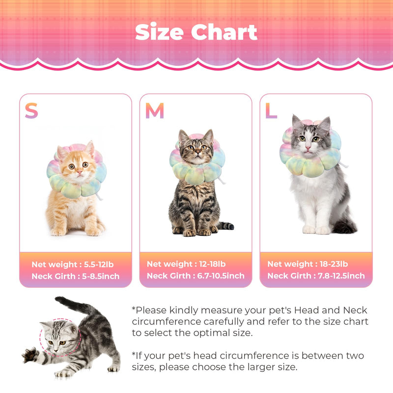 Adjustable Dog Cone Collar, Soft Dog Elizabethan Collar Recovery E Collar After Surgery, Recovery E-Collar for Kittens/Puppies and Cats Recovery (Pink Blue, M) pink blue