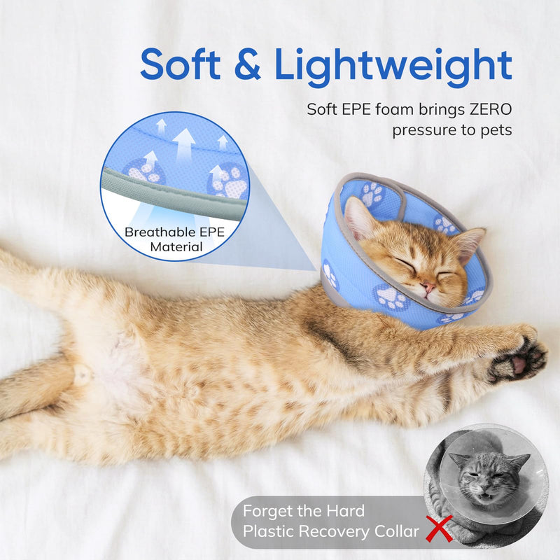 Cat Cone Collar Soft to Stop Licking After Surgery Blue M