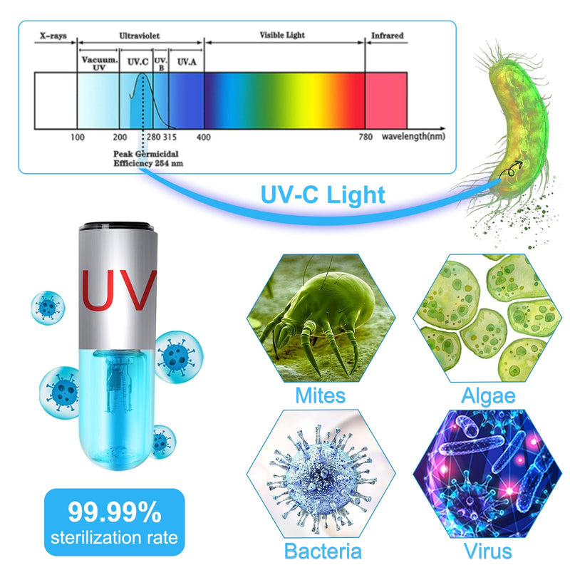 Aquarium Clean Light，3 W mini Submersible Algae Removal Light with Timer,Aquarium Water Clean Green Clear Waterproof Clean Light for Pond,Swimming Pool - PawsPlanet Australia