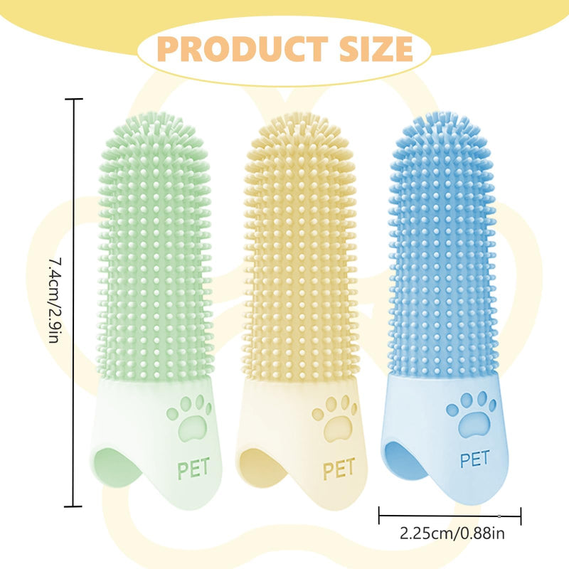 3 Pack Plaque Off Toothbrush for Dogs and Cats, 360° Silicone Pet Toothbrush with Protective Case, Pet Safe Silicone Puppy Teeth Cleaner for Teeth Cleaning Tartar Fights Bad Breath