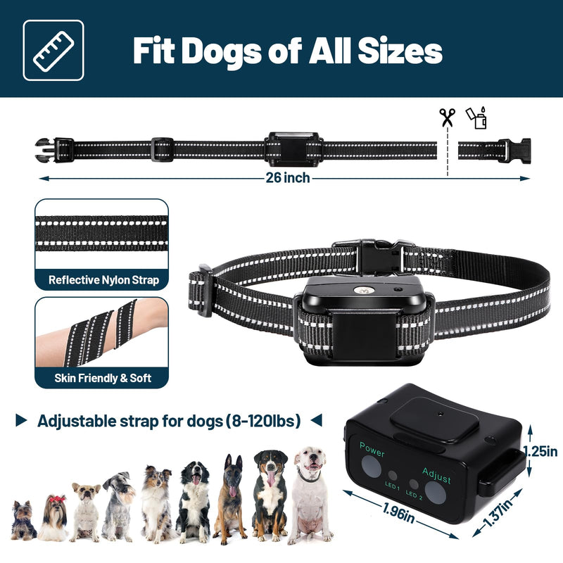 Citronella Bark Collar, Rechargeable Anti Bark Collar [1 Citronella Spray Refill] 2 Adjustable Spray & Sensitivity Level Humane No Shock Barking Collar for Small Medium Large Dogs/Breed Black-2 Adjustable Spray & Sensitivity Level