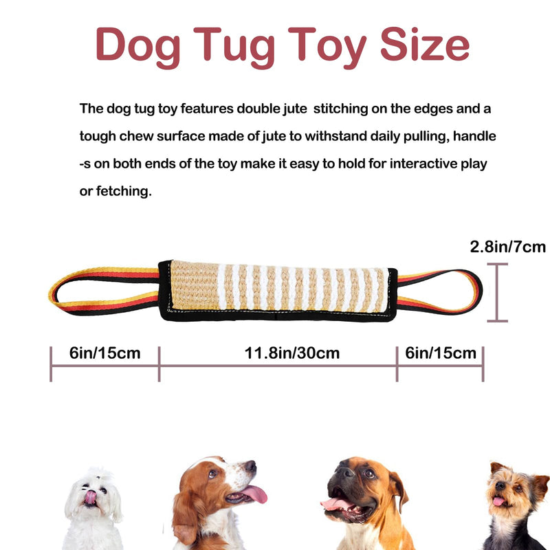 ASOCEA Dog Tug Toy,Dog Bite Jute Pillow Pull Toy Tough Squeaky Dog Toys with 2 Handles Bite Toys for Medium to Large Dogs Interactive Toy Tug of War Dog Toy Lasting Training Equipment