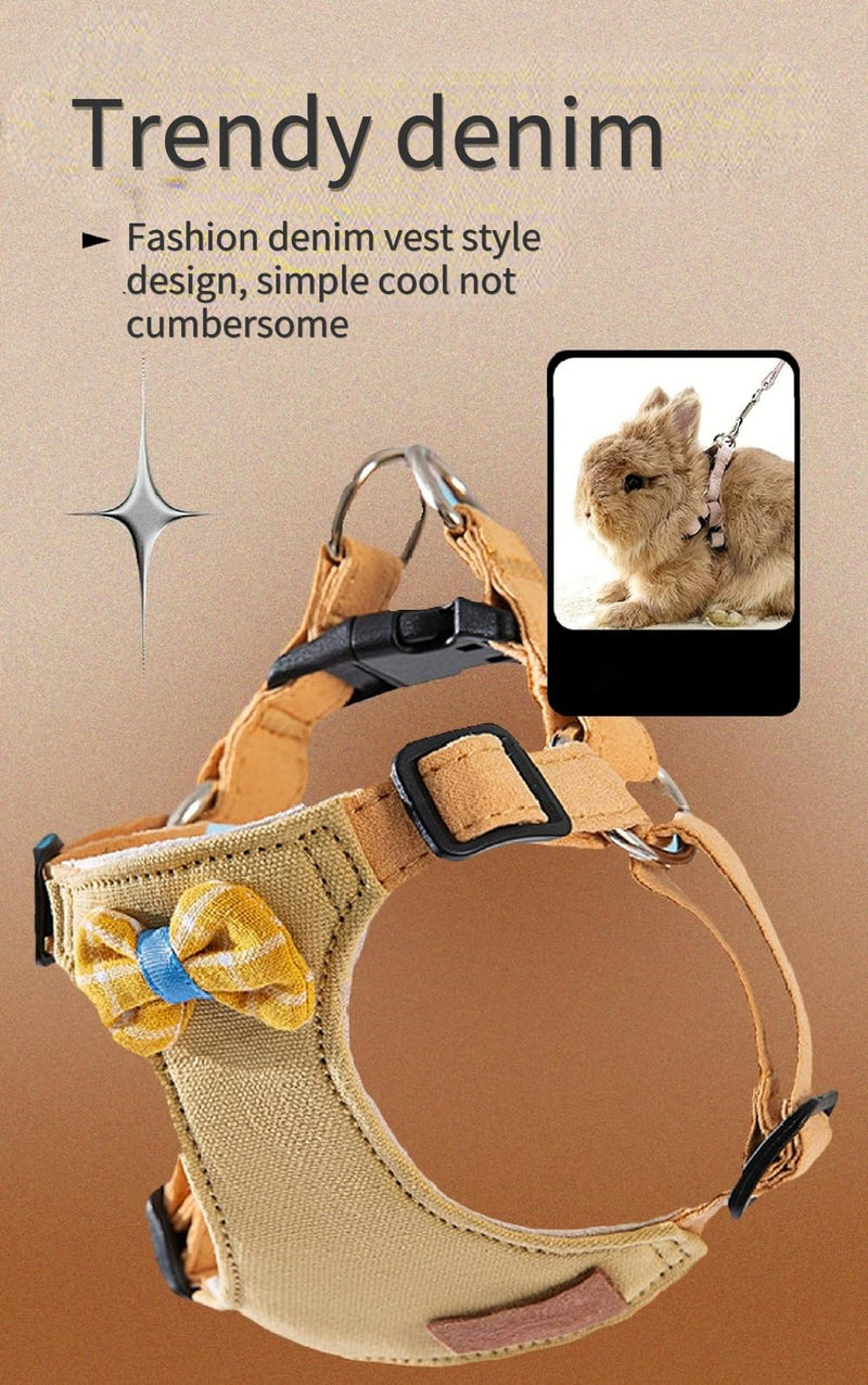 Rabbit Harness and Leash - Adjustable Bunny Harness Escape Proof for Walking Runnig Hiking Camping Outdoor - Cute Small Animal Harness Leash Set (Small,Pink) Pink - PawsPlanet Australia