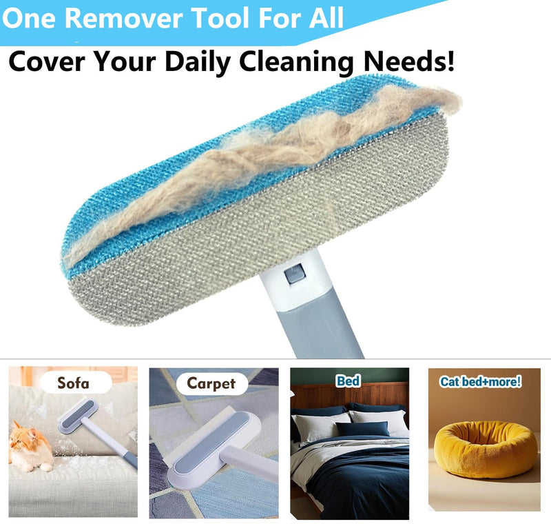 4 in 1 Pet Hair Remover, Reusable, Effective Cat and Dog Hair Removal Cleaning Tool with 17-Inch Extra Long Handle Multifunctional Fur Lint Brush for Couch, Furniture, Carpet, Clothes, Bedding - PawsPlanet Australia