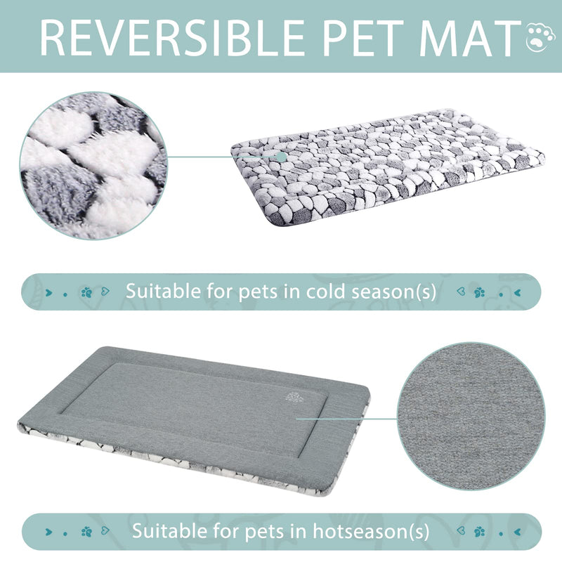 VANKEAN Dog Crate Pad Bed Mat Reversible (Warm & Cool), Soft Pet Sleeping Mat Dog Bed for Crate Suitable for Small to XX-Large Dogs and Cats, Machine Washable Crate Beds, Grey Stone Pattern Large - PawsPlanet Australia