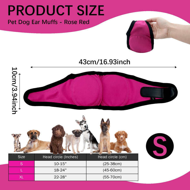 Rose Dog Ear Cover Dog Ear Muffs Noise Protection Swimming Waterproof Dog Ear Caps for Bath, Pet Ears Muffs for Noise Bath, for Ears Protection (Size S) Size S