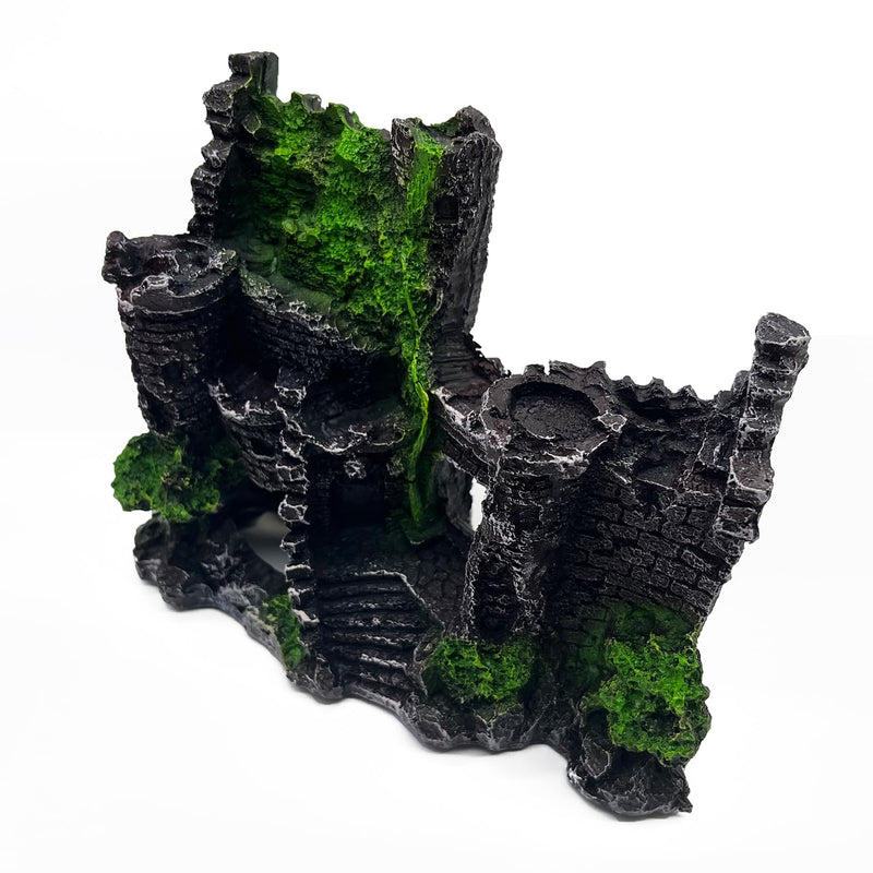 J-star Fish Tank Decorations, Aquarium Decorations Castle, Landscape Ornament Rock Resin Decoration, Safe for Freshwater and Saltwater - Green Castle - PawsPlanet Australia
