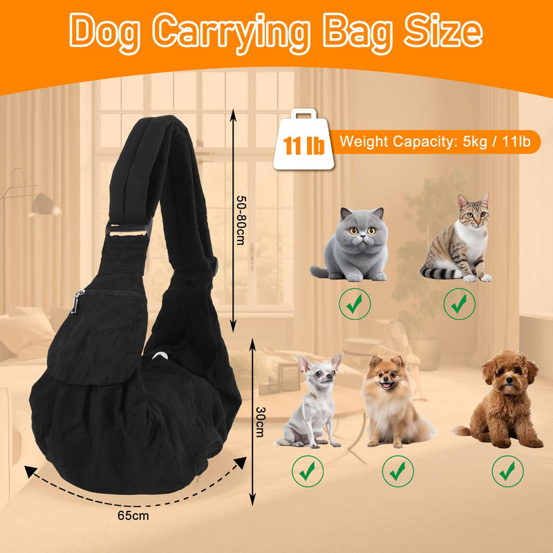 Dog Carrier Sling, Hand Dog Carrying Bag, Puppy Sling with Adjustable Shoulder Strap, Front Pocket, Machine Washable Pet Carrier Bag Shoulder Bag for Puppy Cat Pet - PawsPlanet Australia
