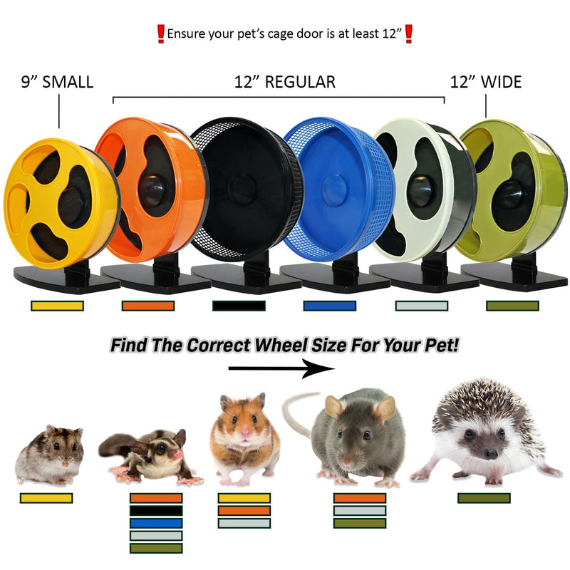 Silent Runner 12" Regular Wheel + Sandy Track + Cage Attachment - Pet Exercise Wheel Package Set - for Sugar Gliders, Female Rats, Hamsters, Mice and Other Small Pets - PawsPlanet Australia