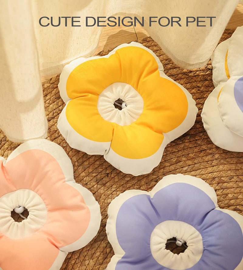 Cute Cat Cone Soft Collar to Stop Licking, Flower Shape Recovery Collar for Dog, Neck Pillow After Surgery for Kittens, Anti-Bite Lick Wound Healing Safety Elizabethan e Collar for Cats (Yellow, M) Yellow