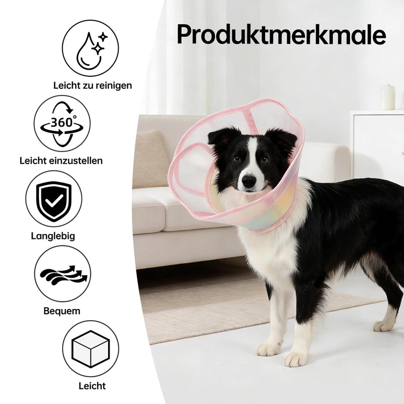 Soft Dog Cone Collar, Waterproof and Foldable Elizabethan Collar for Dogs After Surgery, No Leak Recovery E-Collar, Comfortable Protective Cone Alternative for Large Dogs (Pink, XS) Pink