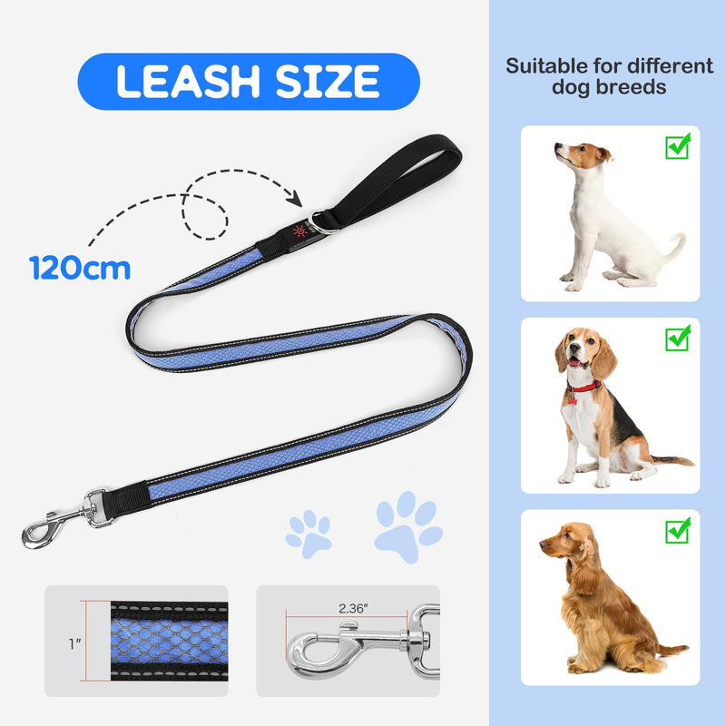 Candofly 4 Ft LED Dog Leash, USB Rechargeable Light Up Dog Leash, 3 Lighting Modes, Glow in The Dark, Nylon Reflective Pet Leashes with Lights for Night Walking (Blue) Blue - PawsPlanet Australia