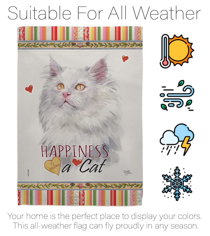 Breeze Decor German Long Hair Happiness House Flag Pack Cat Kitten Meow Spoiled Paw Fur Pet Nature Farm Animal Creature Applique Banner Small Garden Yard Gift Double-Sided, Made in USA - PawsPlanet Australia