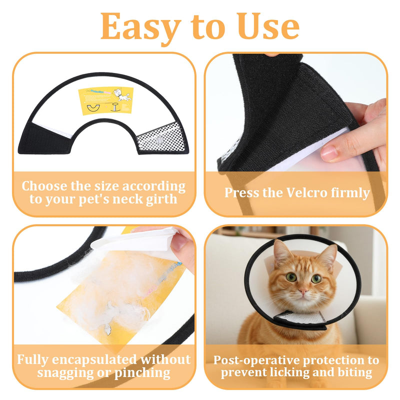 2 Pack Cat Cones to Stop Licking Transparent Plastic, Cat E Collar Pet Cone for After Surgery Comfortable Waterproof Adjustable Recovery Cone to Stop Licking and Scratch for Cats and Small Dogs