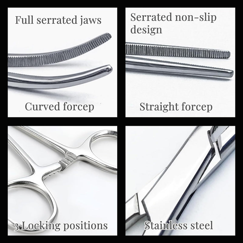 1-Piece Professional Pet Grooming Forceps - Locking Ear Hair Tweezers for Precise Dog/Cat Grooming, Veterinary-Grade Stainless Steel Hemostat Tool for Safe Animal Care - PawsPlanet Australia
