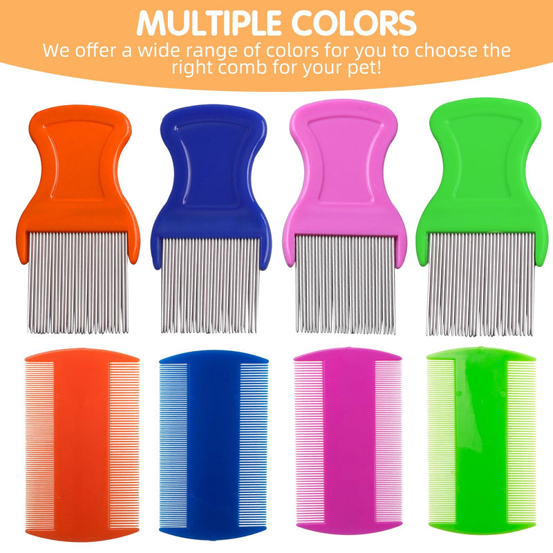 HESSION 6 Pack Flea Lice Combs Removal Dandruff Comb with Metal Teeth Double Sided Fine Combs Metal Teeth Flea Lice Combs for Pets Kids Adults (Pink) Pink - PawsPlanet Australia