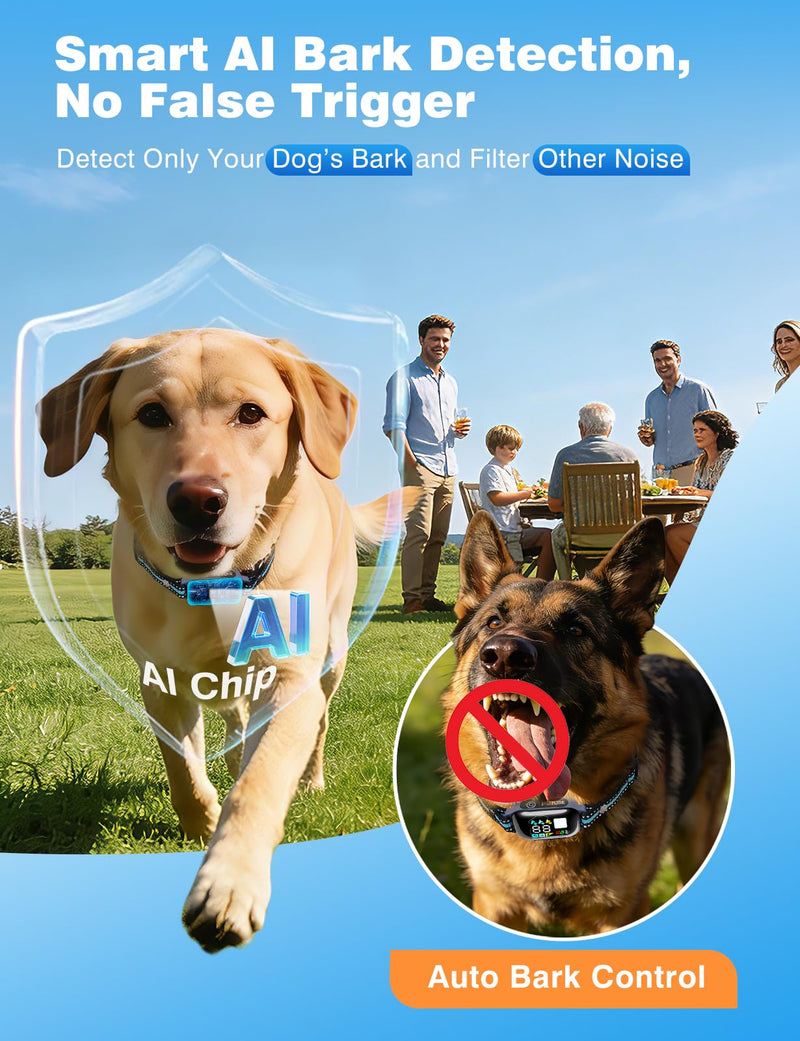 2-in-1 Dog Shock & Bark Collar Combo - New Updated Automatic Bark Collar & 3300Ft Remote Training Collar with 3 Training Modes for 7-120lbs Small Medium Large Dogs, IPX7 Waterproof E-Collar Grey - PawsPlanet Australia